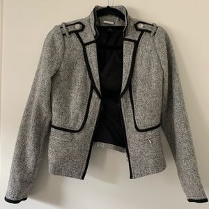 Grey speckled with black piping blazer